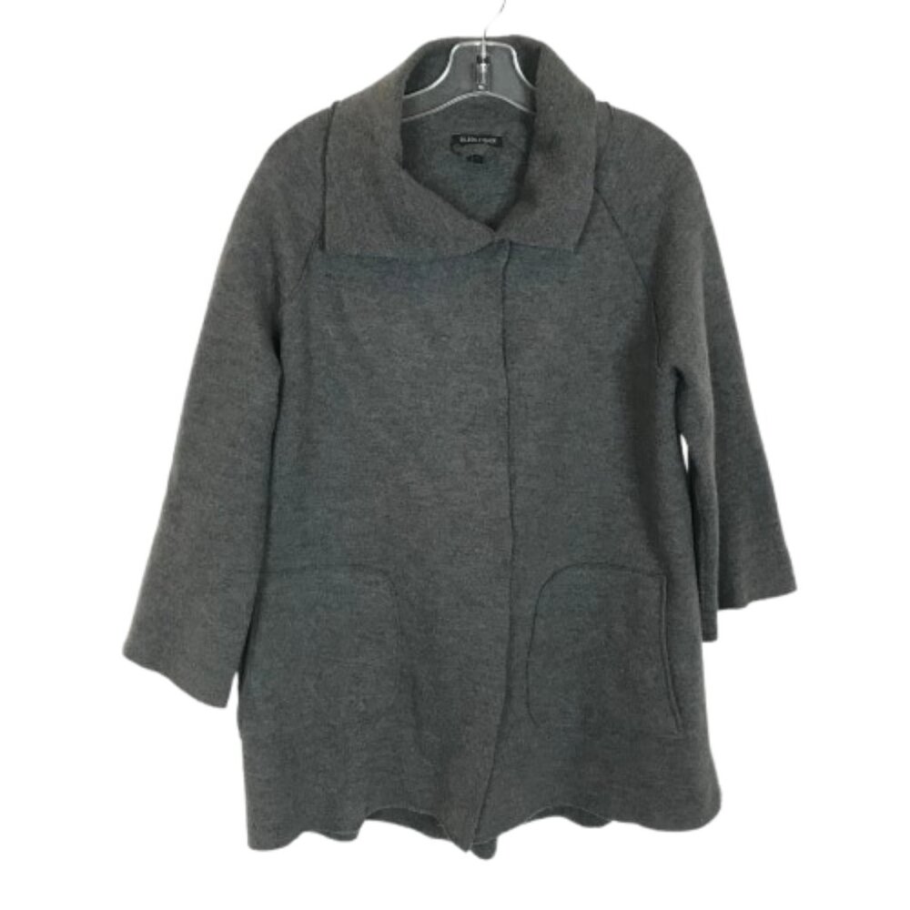 Eileen Fisher Womens Size XS Gray 100% Boiled Wool Jacket with Pockets
